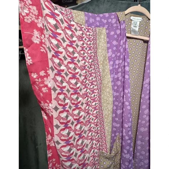 Womens Susan Graver Open Front Chiffon Kimono Tunic Floral Sz 1X Beach Vacation - Picture 2 of 7